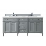 Brittany 72" Urban Gray Double Vanity w/ 3 CM Arctic Fall Solid Surface Top