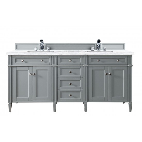 Brittany 72" Urban Gray Double Vanity w/ 3 CM Arctic Fall Solid Surface Top