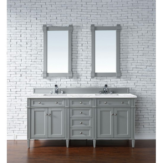 Brittany 72" Urban Gray Double Vanity w/ 3 CM Arctic Fall Solid Surface Top