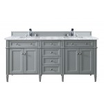 Brittany 72" Urban Gray Double Vanity w/ 3 CM Carrara Marble Top