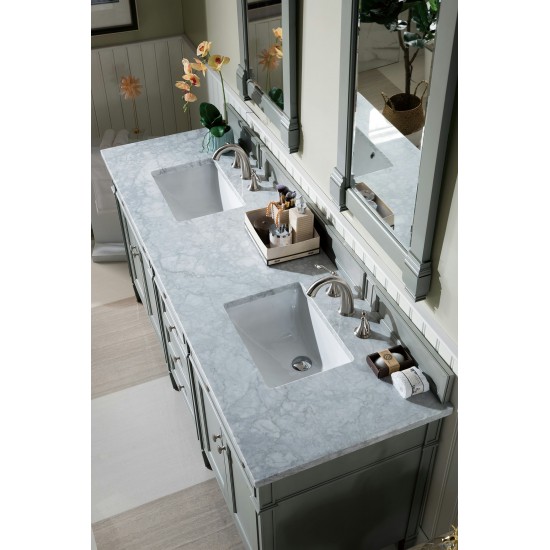 Brittany 72" Urban Gray Double Vanity w/ 3 CM Carrara Marble Top