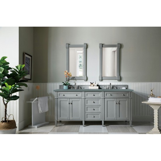 Brittany 72" Urban Gray Double Vanity w/ 3 CM Cala Blue Quartz Top