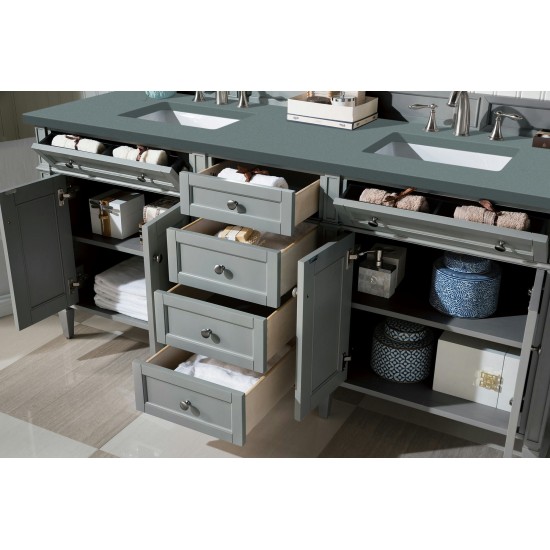 Brittany 72" Urban Gray Double Vanity w/ 3 CM Cala Blue Quartz Top