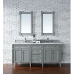 Brittany 72" Urban Gray Double Vanity w/ 3 CM Classic White Quartz Top