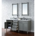 Brittany 72" Urban Gray Double Vanity w/ 3 CM Classic White Quartz Top