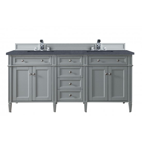 Brittany 72" Urban Gray Double Vanity w/ 3 CM Charcoal Soapstone Quartz Top