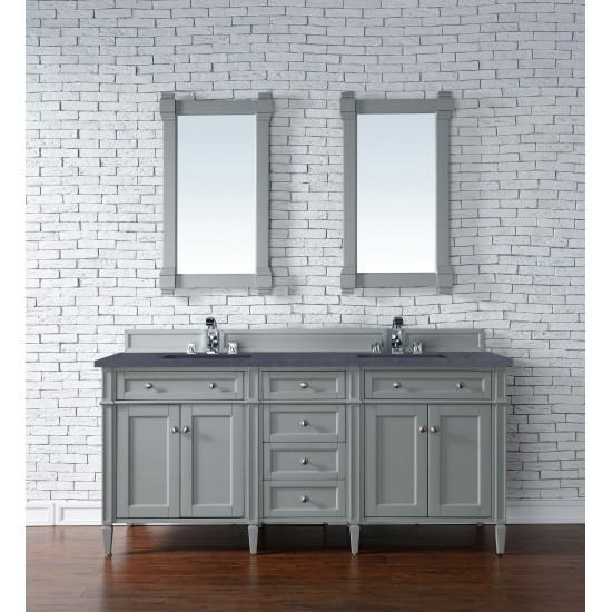 Brittany 72" Urban Gray Double Vanity w/ 3 CM Charcoal Soapstone Quartz Top