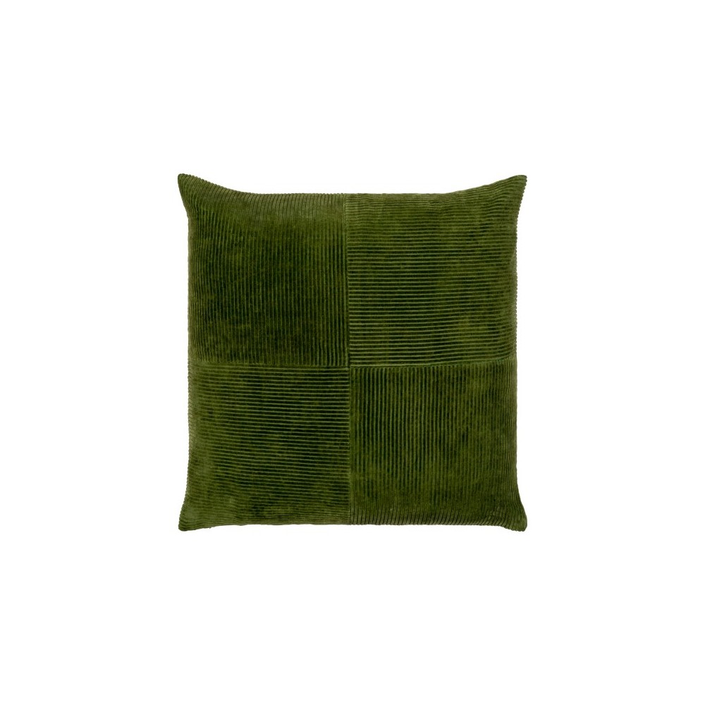 Surya Corduroy Quarters Olive Pillow Shell With Polyester Insert 20"H X 20"W