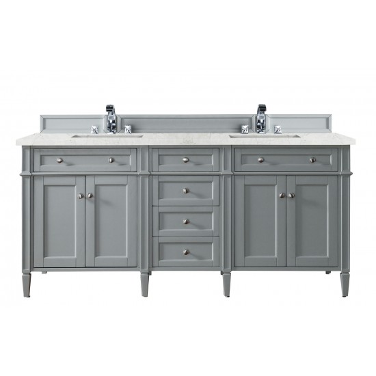 Brittany 72" Urban Gray Double Vanity w/ 3 CM Eternal Jasmine Pearl Quartz Top