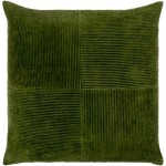 Surya Corduroy Quarters Olive Pillow Shell With Down Insert 22"H X 22"W
