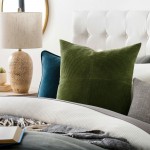 Surya Corduroy Quarters Olive Pillow Shell With Down Insert 22"H X 22"W