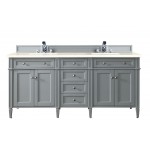 Brittany 72" Urban Gray Double Vanity w/ 3 CM Eternal Marfil Quartz Top