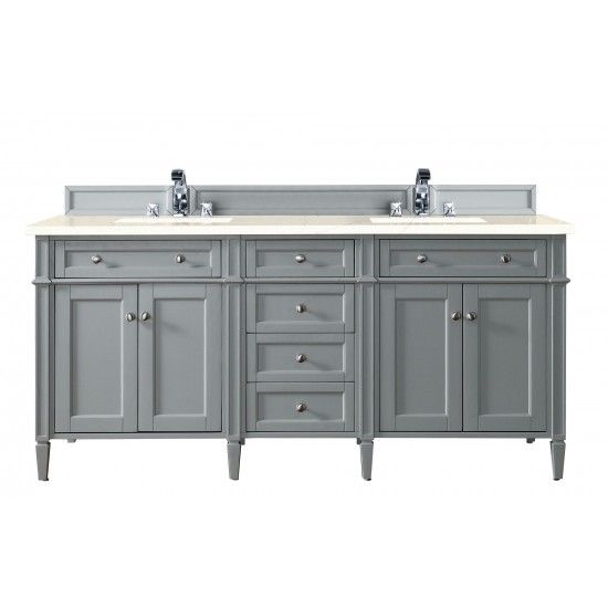 Brittany 72" Urban Gray Double Vanity w/ 3 CM Eternal Marfil Quartz Top