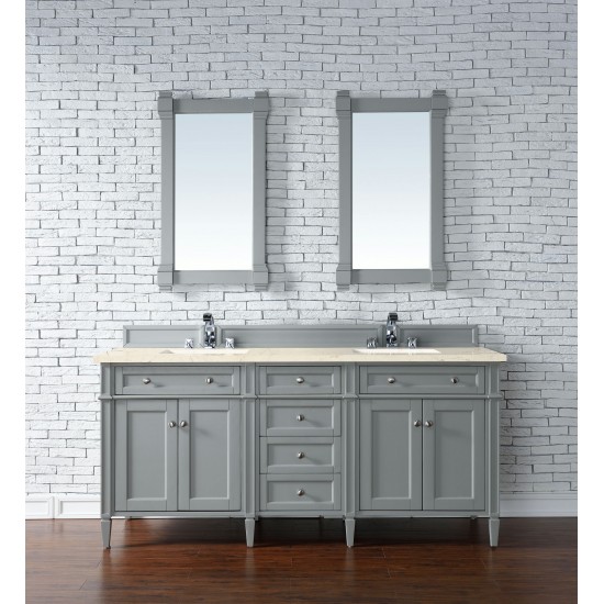 Brittany 72" Urban Gray Double Vanity w/ 3 CM Eternal Marfil Quartz Top