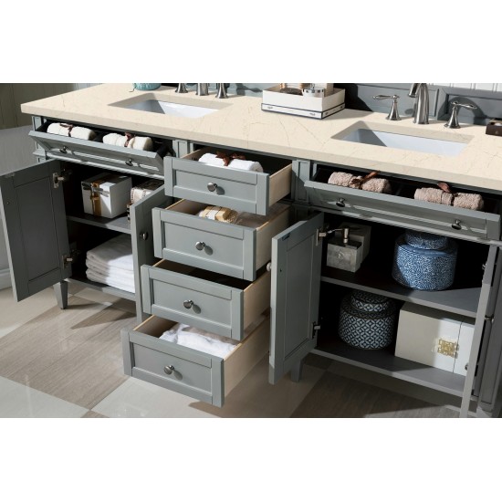 Brittany 72" Urban Gray Double Vanity w/ 3 CM Eternal Marfil Quartz Top