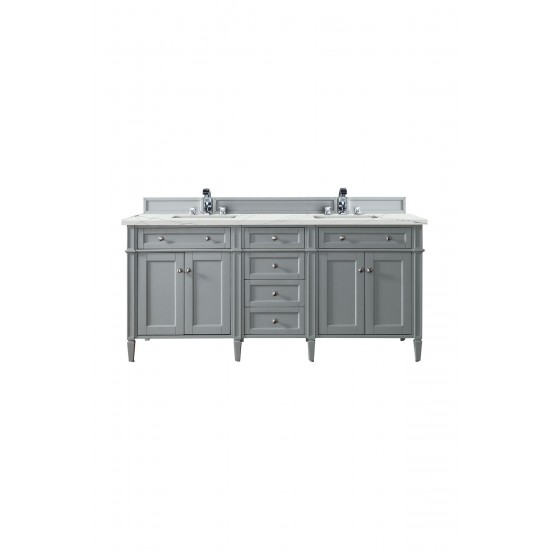 Brittany 72" Urban Gray Double Vanity w/ 3 CM Ethereal Noctis Quartz Top