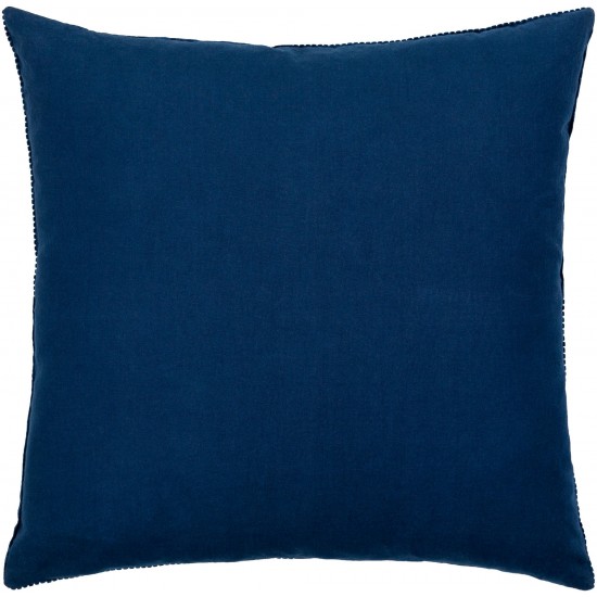 Surya Corduroy Quarters Navy Pillow Shell With Polyester Insert 18"H X 18"W