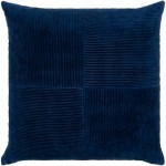 Surya Corduroy Quarters Navy Pillow Shell With Down Insert 20"H X 20"W