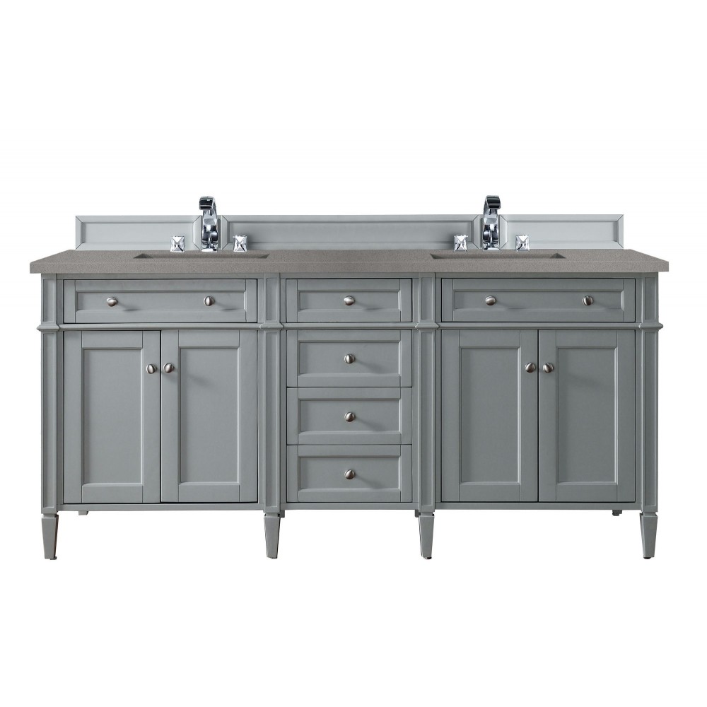 Brittany 72" Urban Gray Double Vanity w/ 3 CM Grey Expo Quartz Top