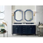 Brittany 72" Victory Blue Double Vanity w/ 3 CM Arctic Fall Solid Surface Top