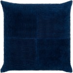 Surya Corduroy Quarters Navy Pillow Shell With Polyester Insert 22"H X 22"W