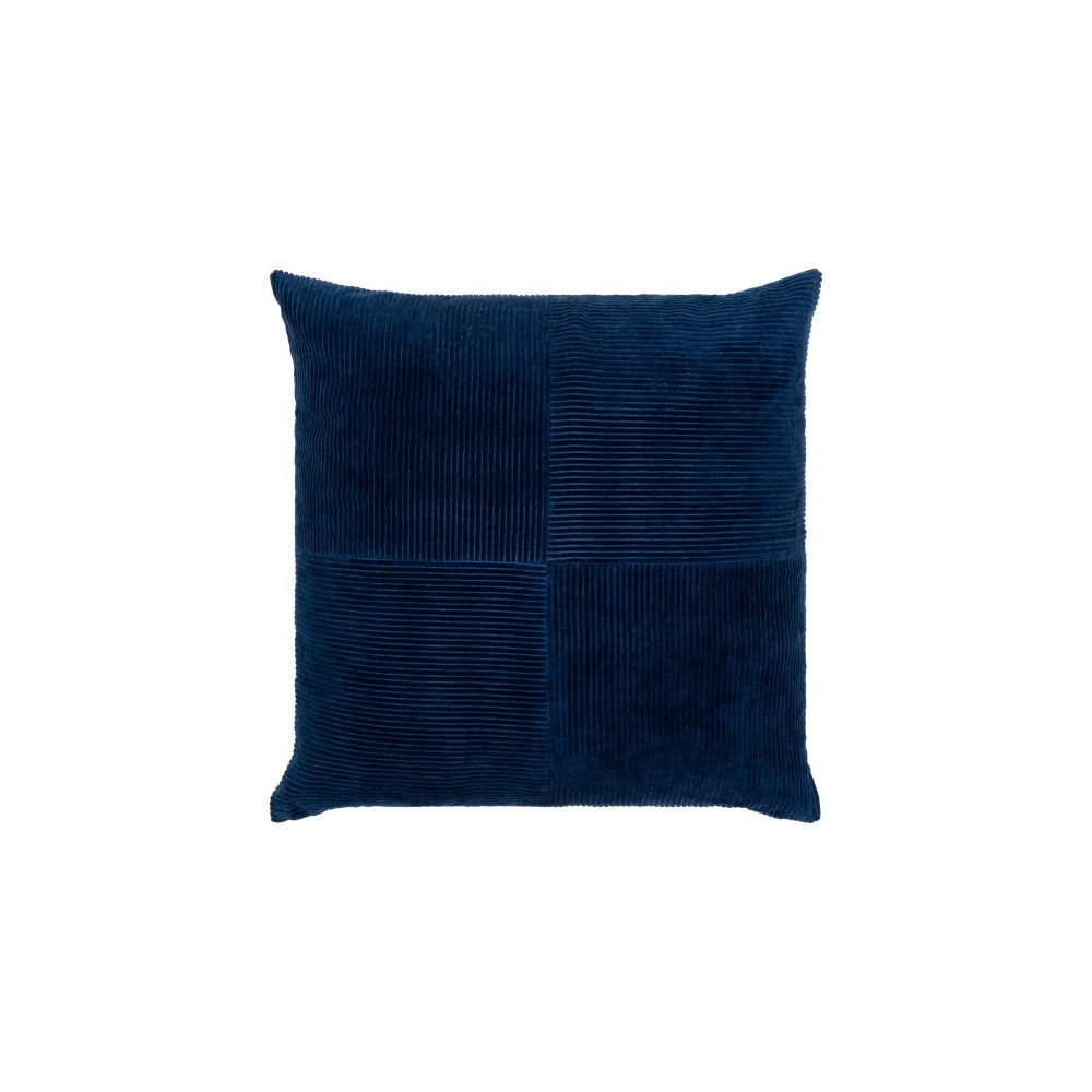 Surya Corduroy Quarters Navy Pillow Shell With Polyester Insert 22"H X 22"W