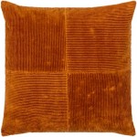 Surya Corduroy Quarters Brick Red Pillow Shell With Down Insert 18"H X 18"W