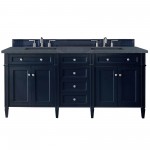 Brittany 72" Victory Blue Double Vanity w/ 3 CM Charcoal Soapstone Quartz Top