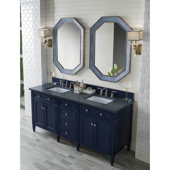 Brittany 72" Victory Blue Double Vanity w/ 3 CM Charcoal Soapstone Quartz Top