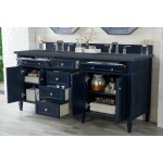 Brittany 72" Victory Blue Double Vanity w/ 3 CM Charcoal Soapstone Quartz Top