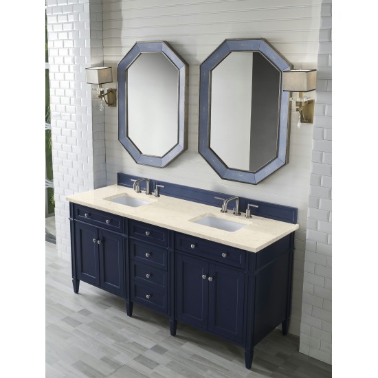 Brittany 72" Victory Blue Double Vanity w/ 3 CM Eternal Marfil Quartz Top