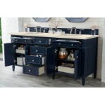 Brittany 72" Victory Blue Double Vanity w/ 3 CM Eternal Marfil Quartz Top