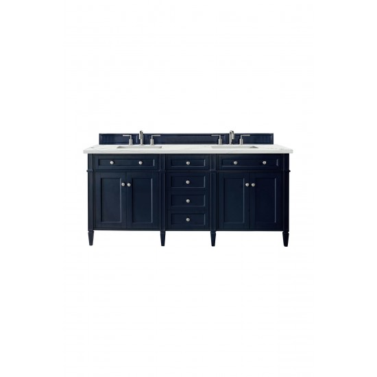 Brittany 72" Victory Blue Double Vanity w/ 3 CM Ethereal Noctis Quartz Top