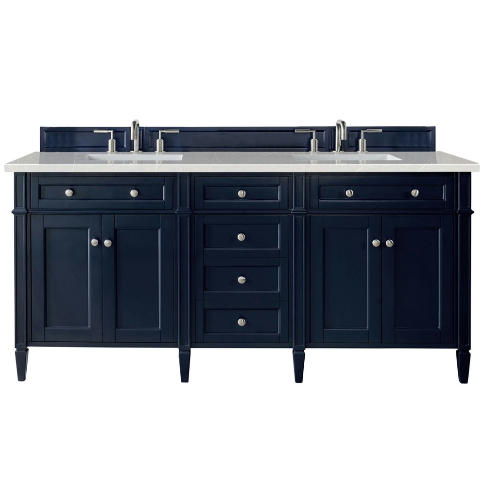 Brittany 72" Victory Blue Double Vanity w/ 3 CM Eternal Serena Quartz Top Brittany 72" Victory Blue Double Vanity w/ 3 CM Eternal Serena Quartz Top