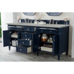 Brittany 72" Victory Blue Double Vanity w/ 3 CM Eternal Serena Quartz Top