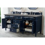 Brittany 72" Victory Blue Double Vanity w/ 3 CM Grey Expo Quartz Top
