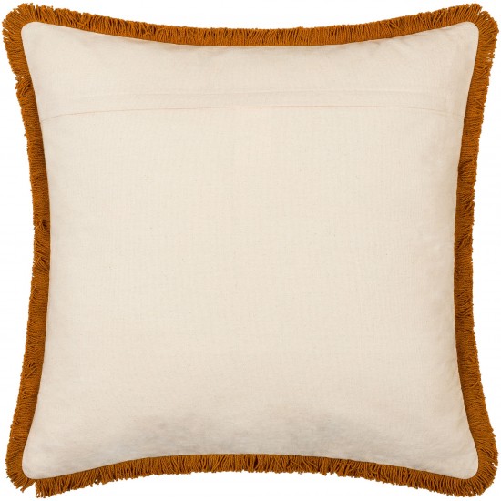Surya Cotton Fringe Ctf-001 Pillow Shell With Polyester Insert 22"H X 22"W