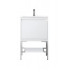 Milan 23.6" Single Vanity Glossy White Nickel w/Glossy White Composite Top