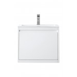 Milan 23.6" Single Vanity Cabinet, Glossy White w/Glossy White Composite Top