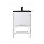 Milan 23.6" Single Vanity White White w/Charcoal Black Composite Top