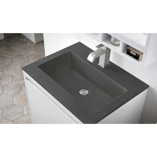 Milan 23.6" Single Vanity Glossy White Black w/Charcoal Black Composite Top