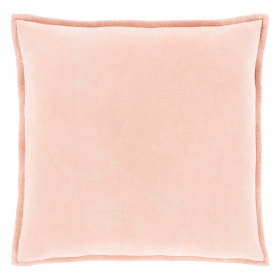 Surya Cotton Velvet Peach Pillow Shell With Down Insert 18"H X 18"W