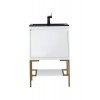 Milan 23.6" Single Vanity White Radiant Gold w/Charcoal Black Composite Top