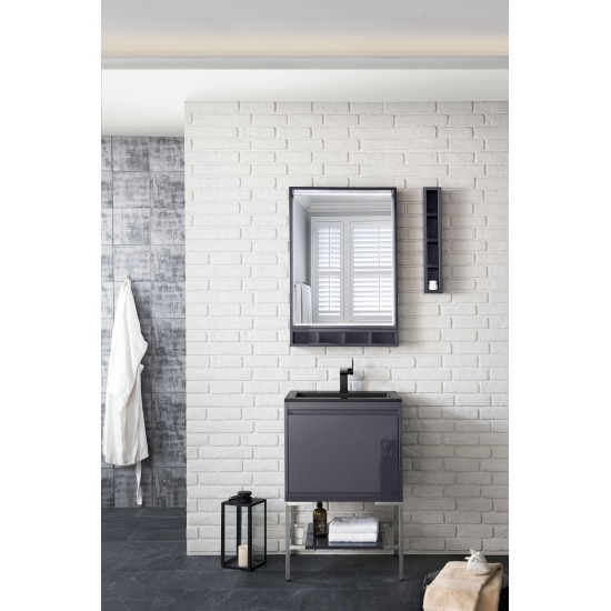 Milan 23.6" Single Vanity Modern Grey Nickel w/Charcoal Black Composite Top