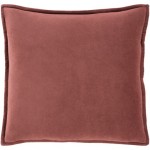 Surya Cotton Velvet Brick Red Pillow Shell With Down Insert 18"H X 18"W