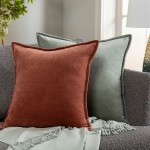 Surya Cotton Velvet Brick Red Pillow Shell With Down Insert 18"H X 18"W