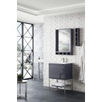 Milan 23.6" Single Vanity Modern Grey Glossy Nickel w/Glossy White Composite Top