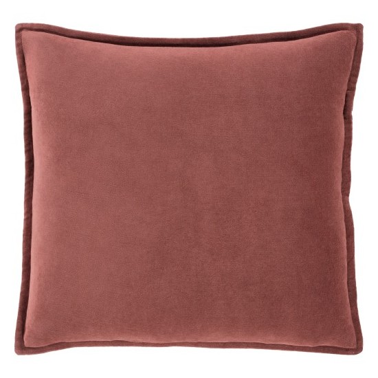 Surya Cotton Velvet Brick Red Pillow Shell With Polyester Insert 18"H X 18"W