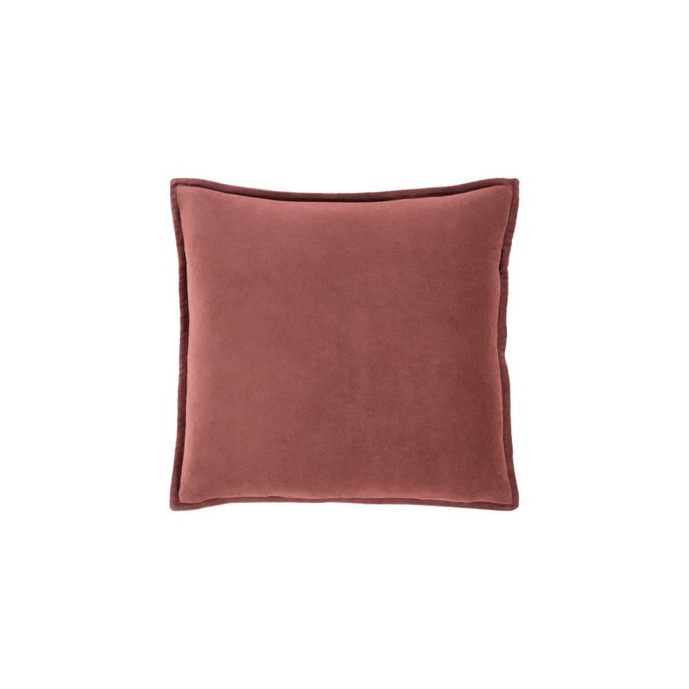 Surya Cotton Velvet Brick Red Pillow Shell With Polyester Insert 18"H X 18"W