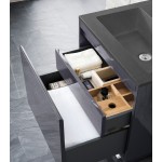 Milan 23.6" Single Vanity, Modern Grey Glossy w/Charcoal Black Composite Top